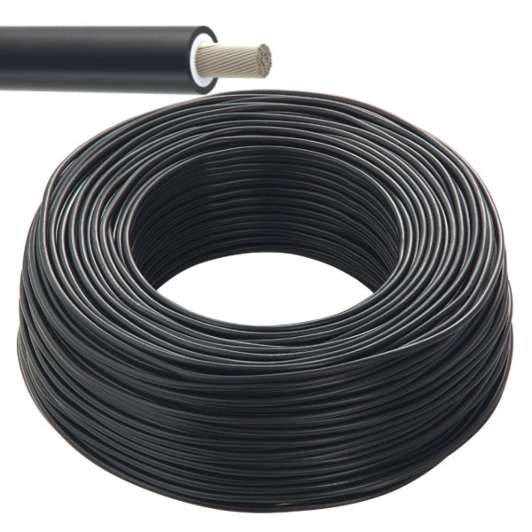 100m Black Unipolar Photovoltaic Cable coil 6 sqmm