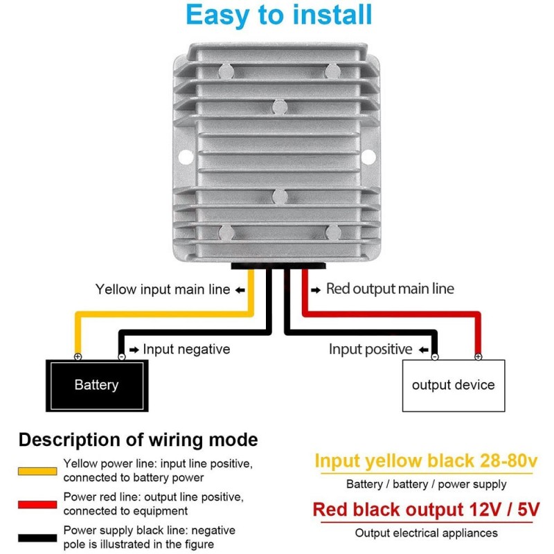 Topsolar Voltage reducer from 24V to 12V 10A 120W IP68