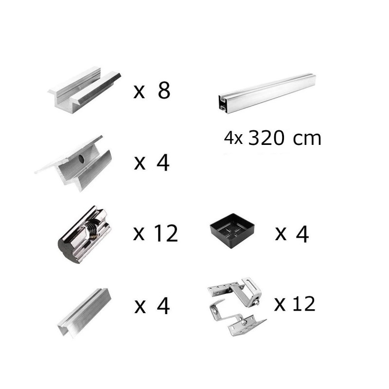 Adjustable mounting kit h35mm with brackets for sloping roof 5 panels