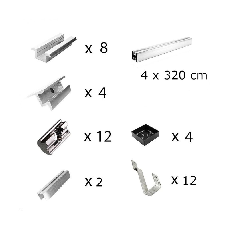 Mounting kit h35mm with fixed roof brackets for sloping roof 5 panels