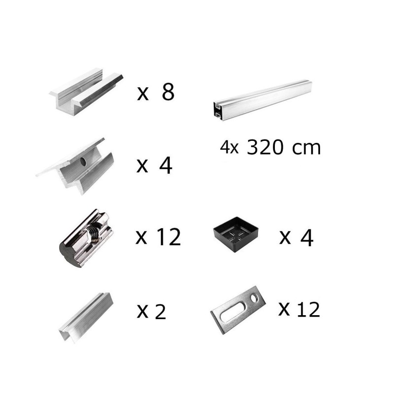 Mounting kit h30mm with roof studs for pitched roof 5 solar panels