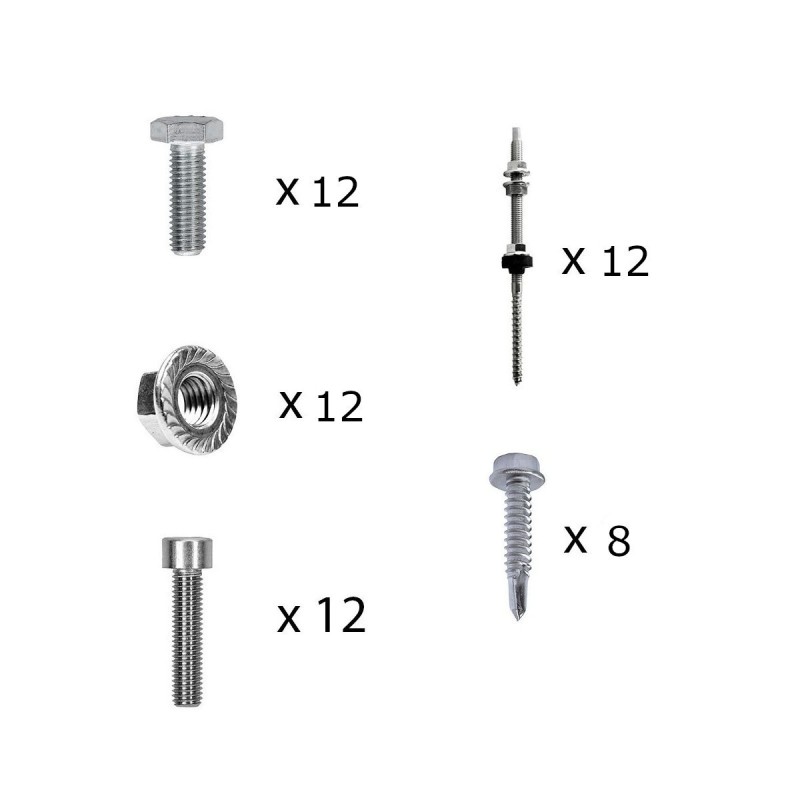 Mounting kit h30mm with roof studs for pitched roof 5 solar panels