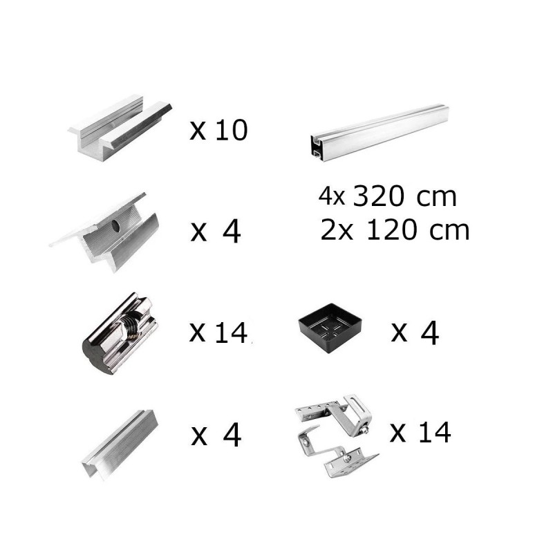 Adjustable mounting kit h30mm with brackets for sloping roof 6 panels