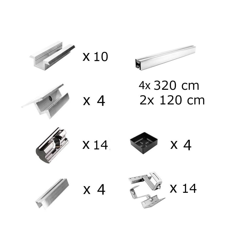 Adjustable mounting kit h35mm with brackets for sloping roof 6 panels