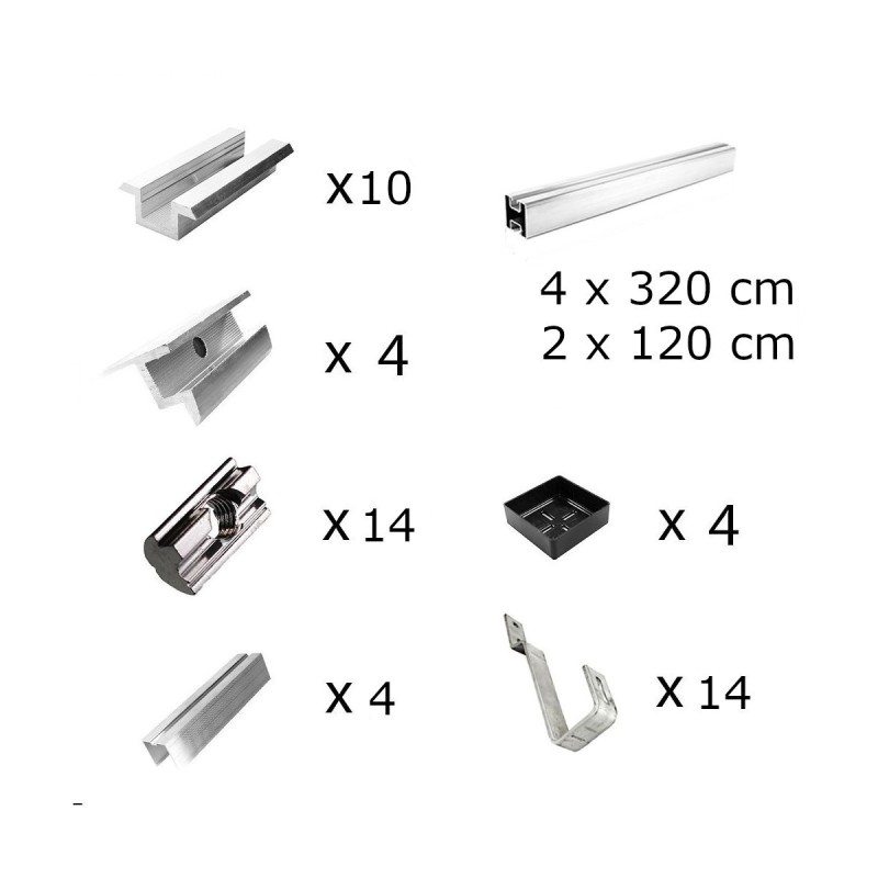 Mounting kit h35mm with fixed roof brackets for sloping roof 6 panels