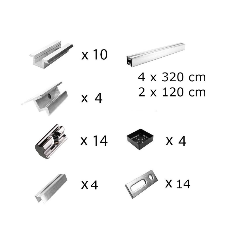 Mounting kit h35mm with roof studs for pitched roof 6 solar panels