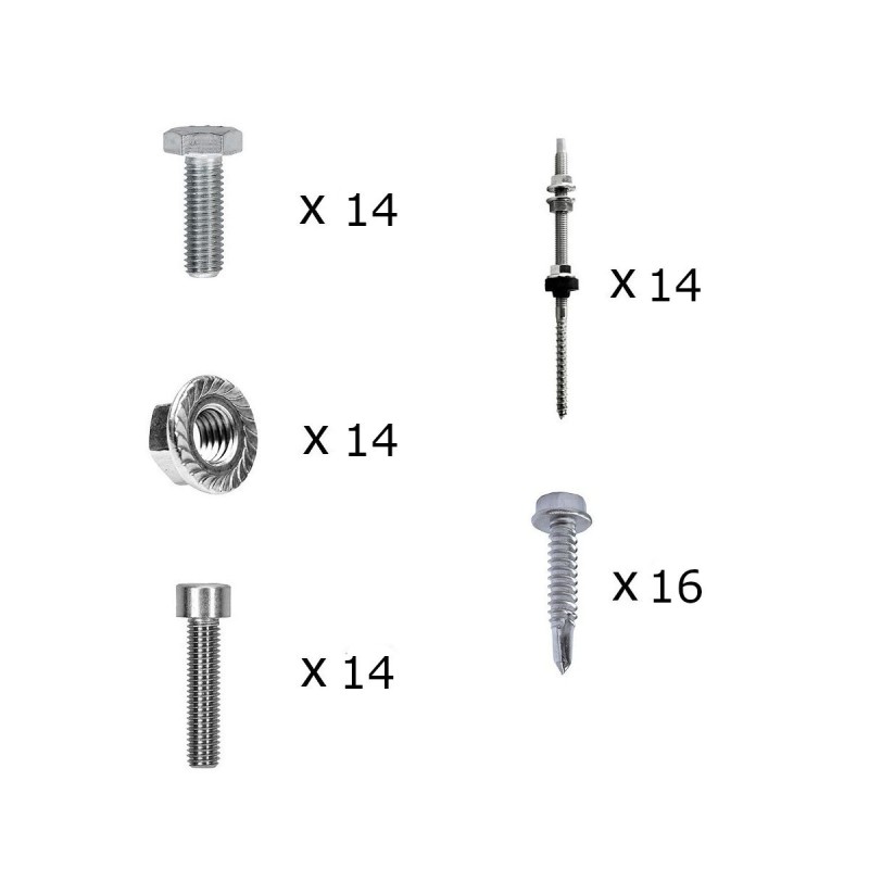 Mounting kit h35mm with roof studs for pitched roof 6 solar panels