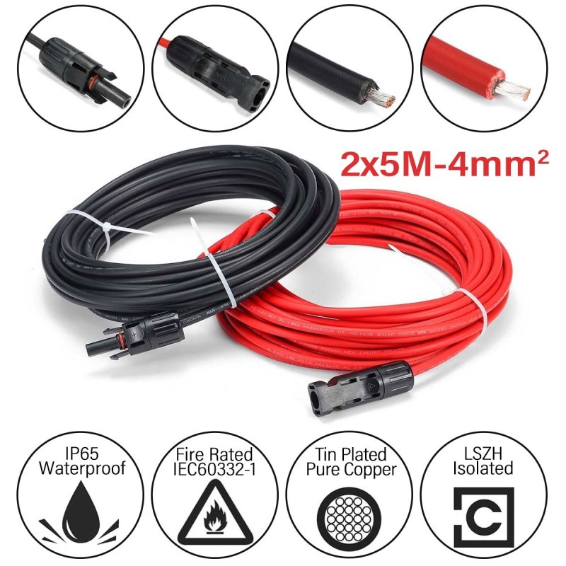 Solar Cable Kit 2x5m-4mmq with F/M MC4 connectors