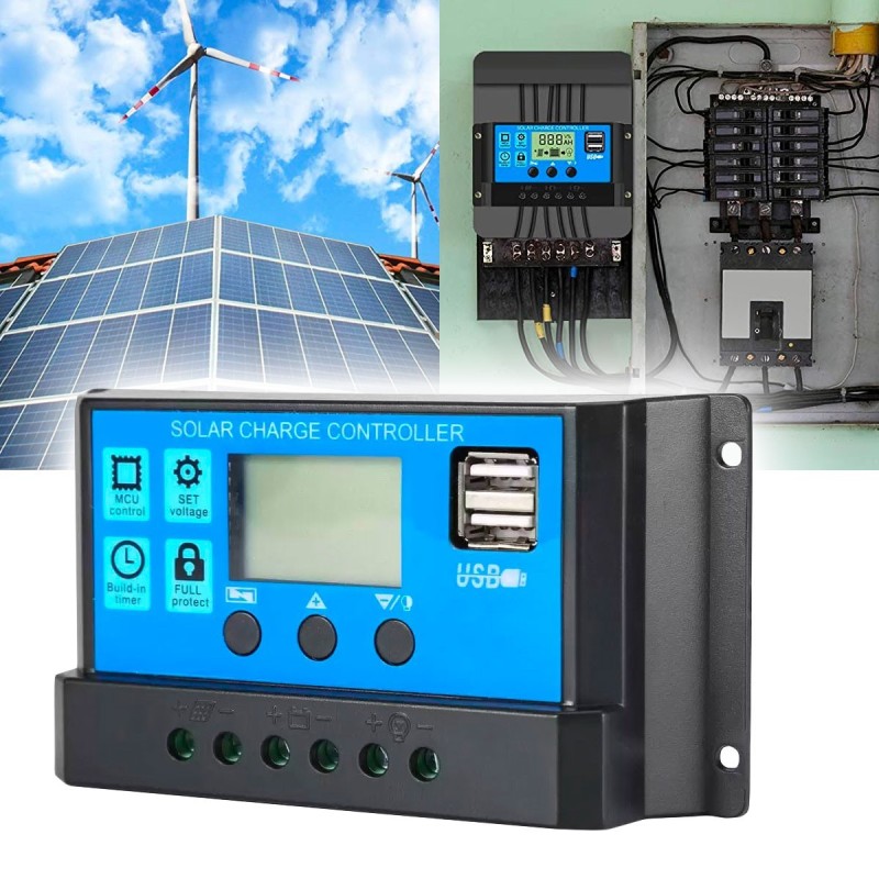 20A 12-24V PWM Solar Charge Controller with 2 USB 5V/2A Max