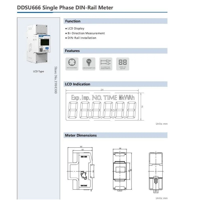 Solax Power DDSU666 CHINT 1-Phase Compensation Meter