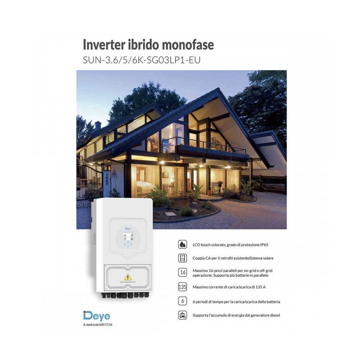 DEYE Storage system 20.48kWh inverter 6kW SG03LP1 + 4 SE-G5.1 Pro-B