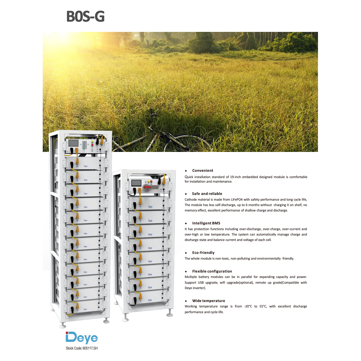 Deye BOS-G Batteria 20kW - 4x5.12kW + HVB750V/100A + rack 13