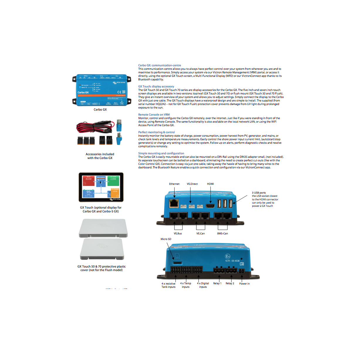Victron gx Touch 50 Display panel for Cerbo gx mpn:BPP900455050