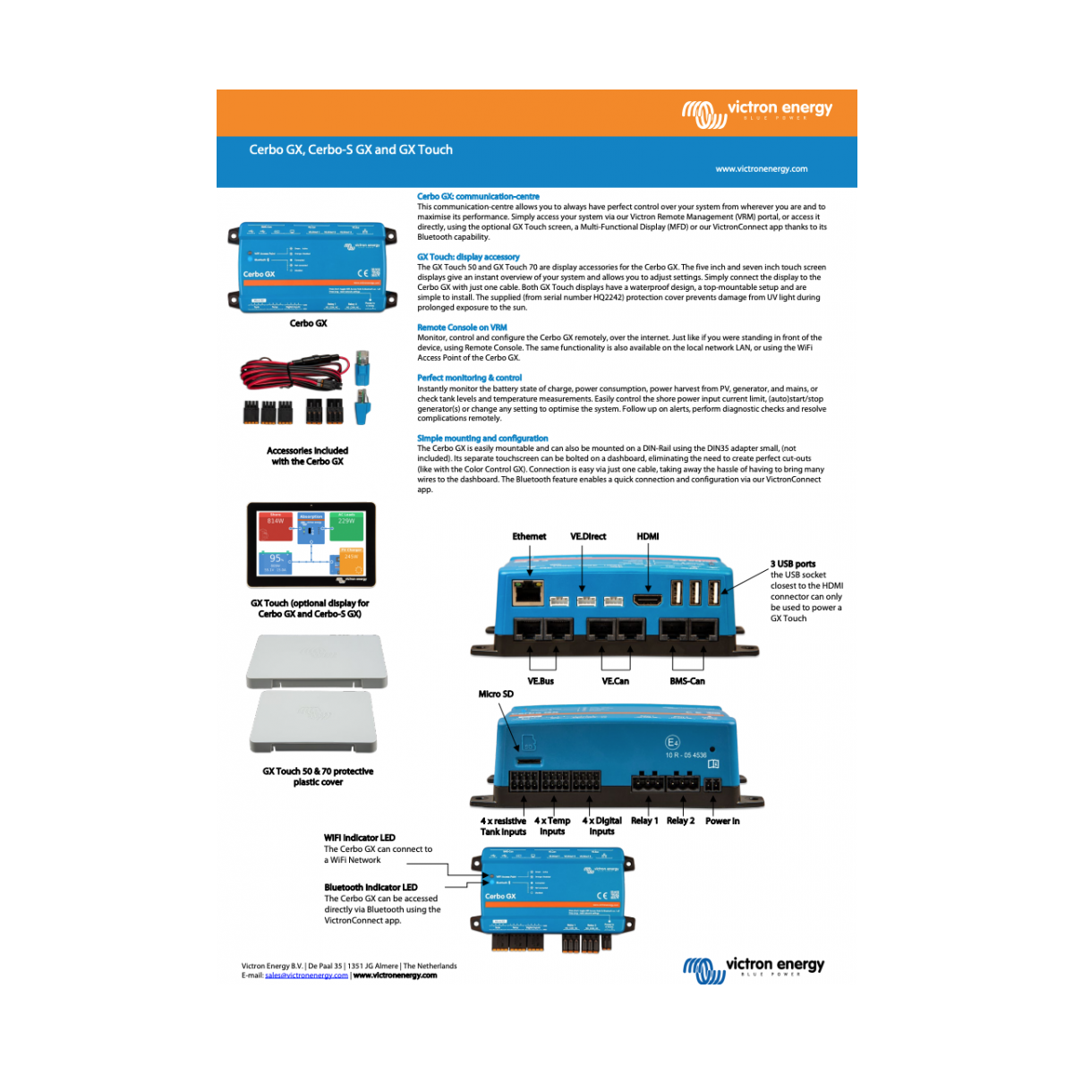 Victron gx Touch 50 Display panel for Cerbo gx mpn:BPP900455050