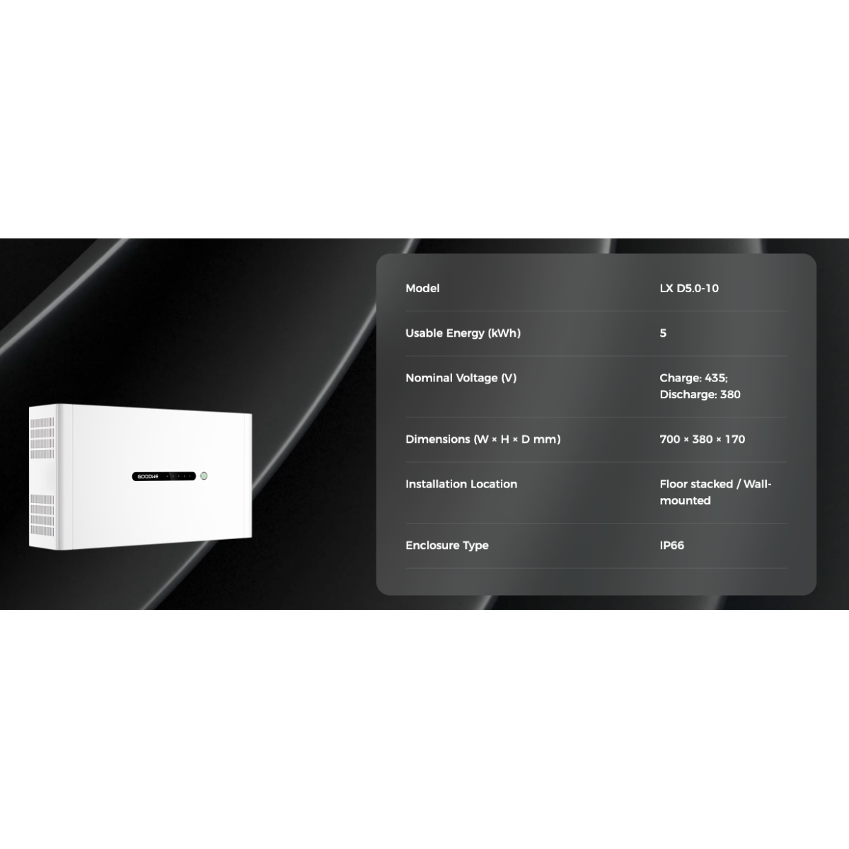 GoodWe Batteria GW-LXD5.0-10 5kWh IP66 high-voltage battery