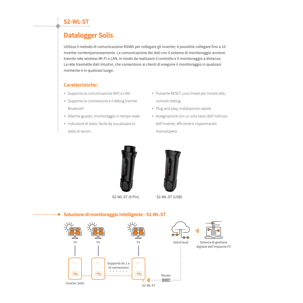 Solis S2-WL-ST-4Pin Chiavetta Wi-Fi LAN Data Logging