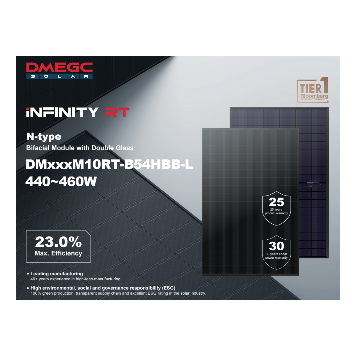 DM455M10RT-B54HBB-L 36pz Modulo Fotovoltaico Bifacciale DMEGC N-Type 1