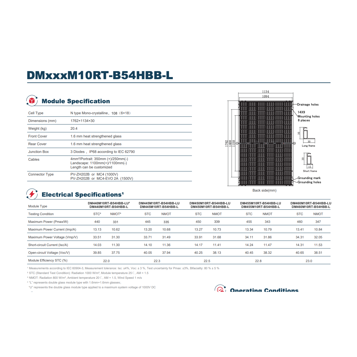 DM455M10RT-B54HBB-L 36pz Modulo Fotovoltaico Bifacciale DMEGC N-Type 1