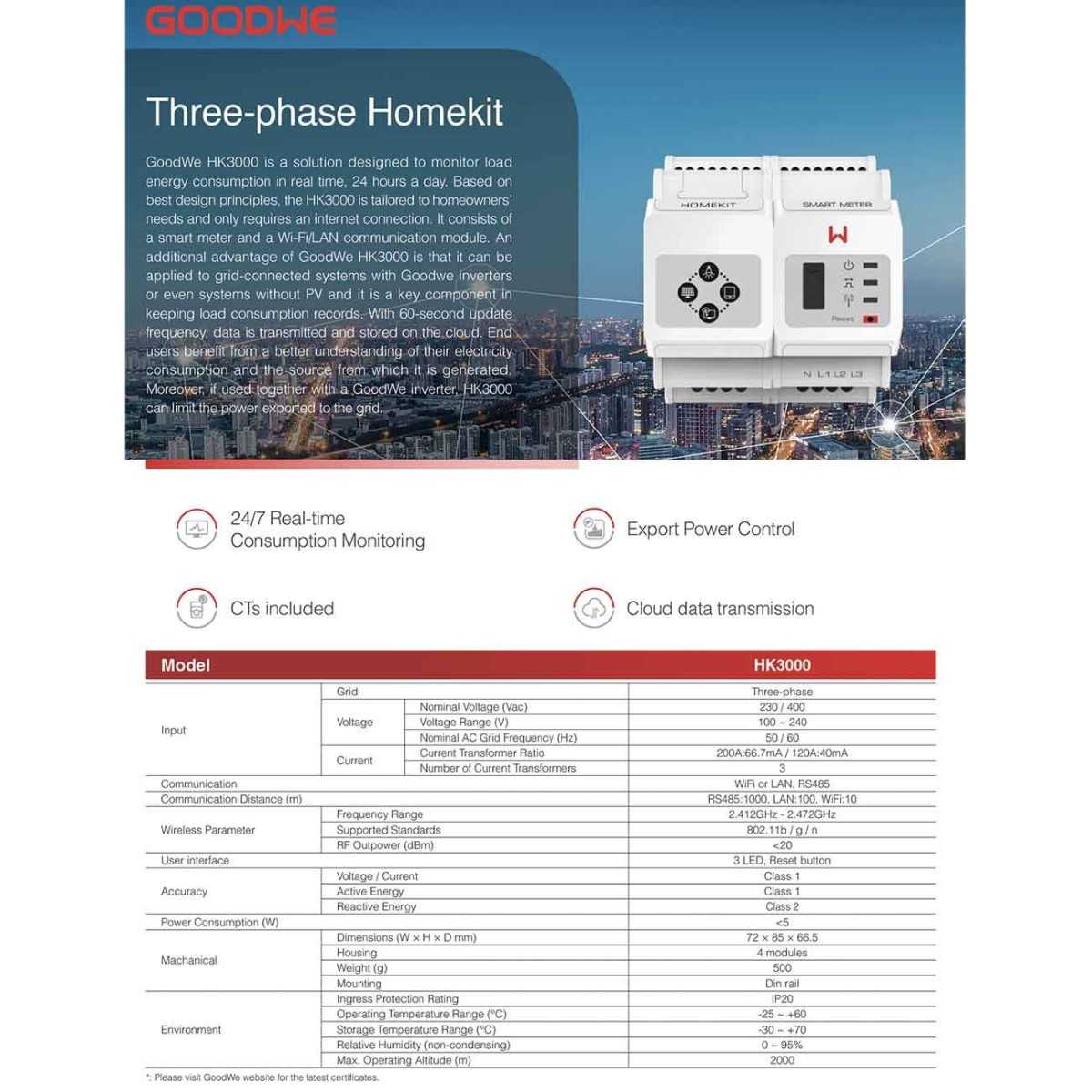 GoodWe HK3000 120A 40mA 230/400Vac Three-Phase HomeKit Power Sensor