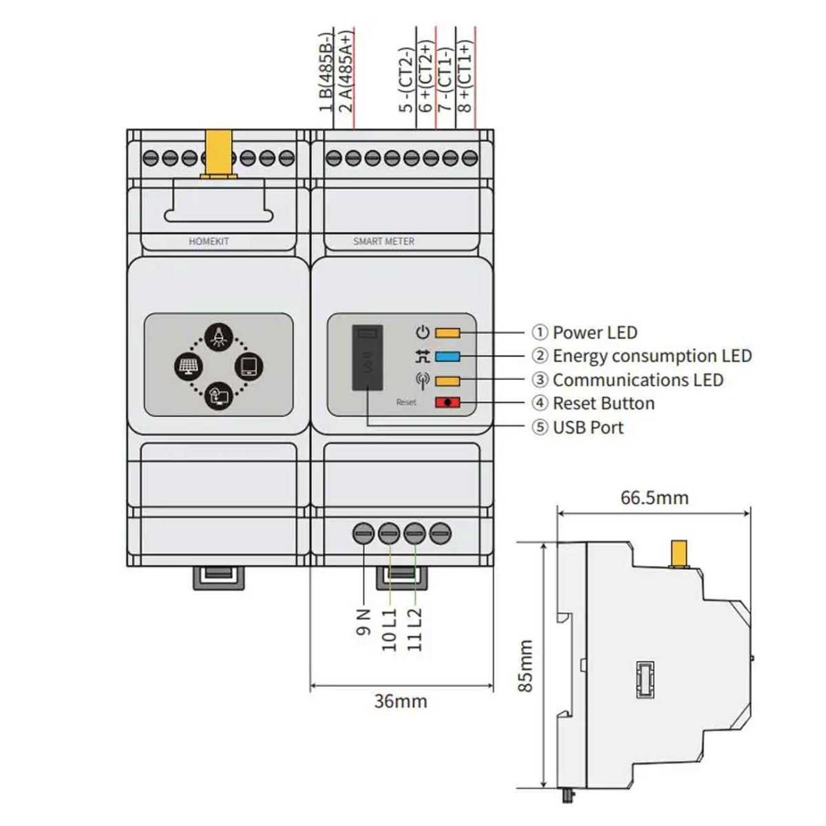 GoodWe HK3000 120A 40mA 230/400Vac HomeKit 3000 Smart meter con Wifi/L
