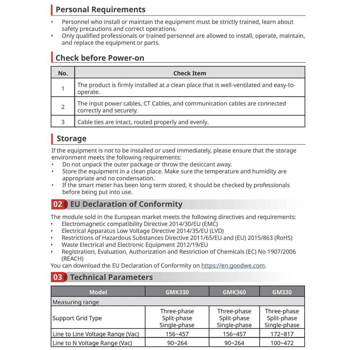 GoodWe GM330 120A 40mA 230/400Vac Single-Phase Power Sensor