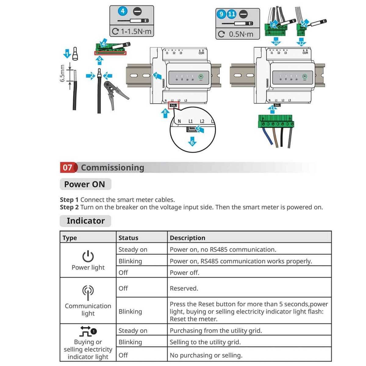 GoodWe GM330 120A 40mA 230/400Vac Smart Meter per impianti Trifase