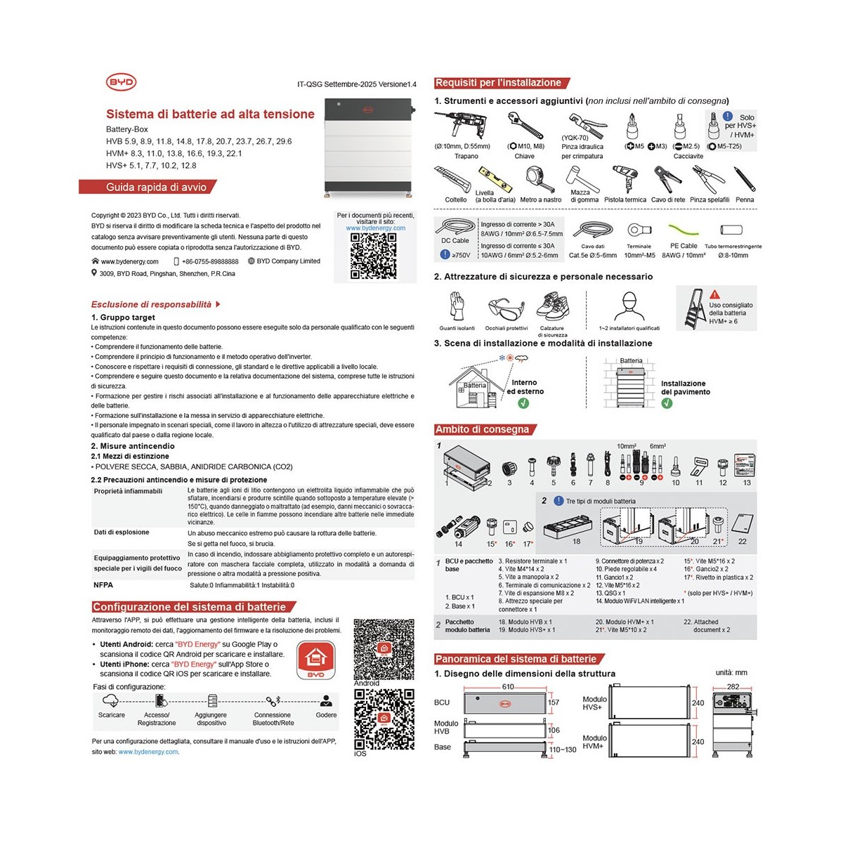 BYD Battery-Box HVM+ 11.0 11.04kWh Box 4 Batterie al litio con BMS